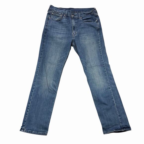 Levi Strauss Men's 514 Size 33x30 Straight Medium Wash Denim Blue Jeans Zip Fly - Picture 1 of 11